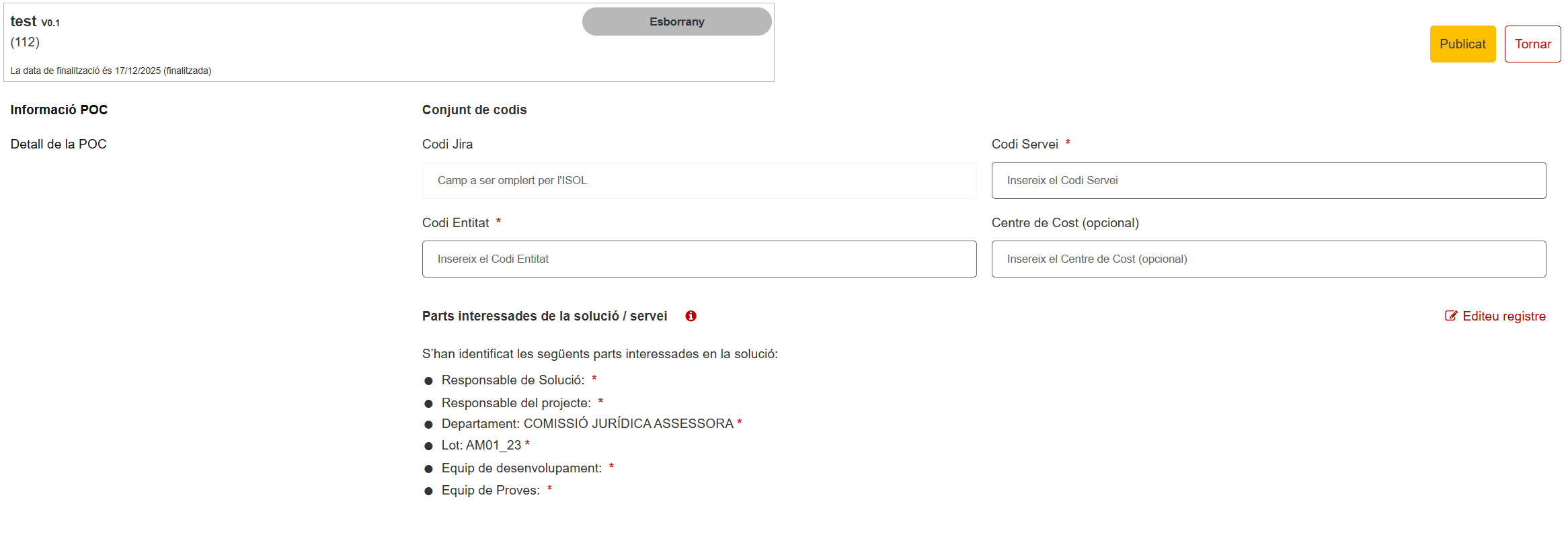 Pantalla &ldquo;POCInfo&rdquo;