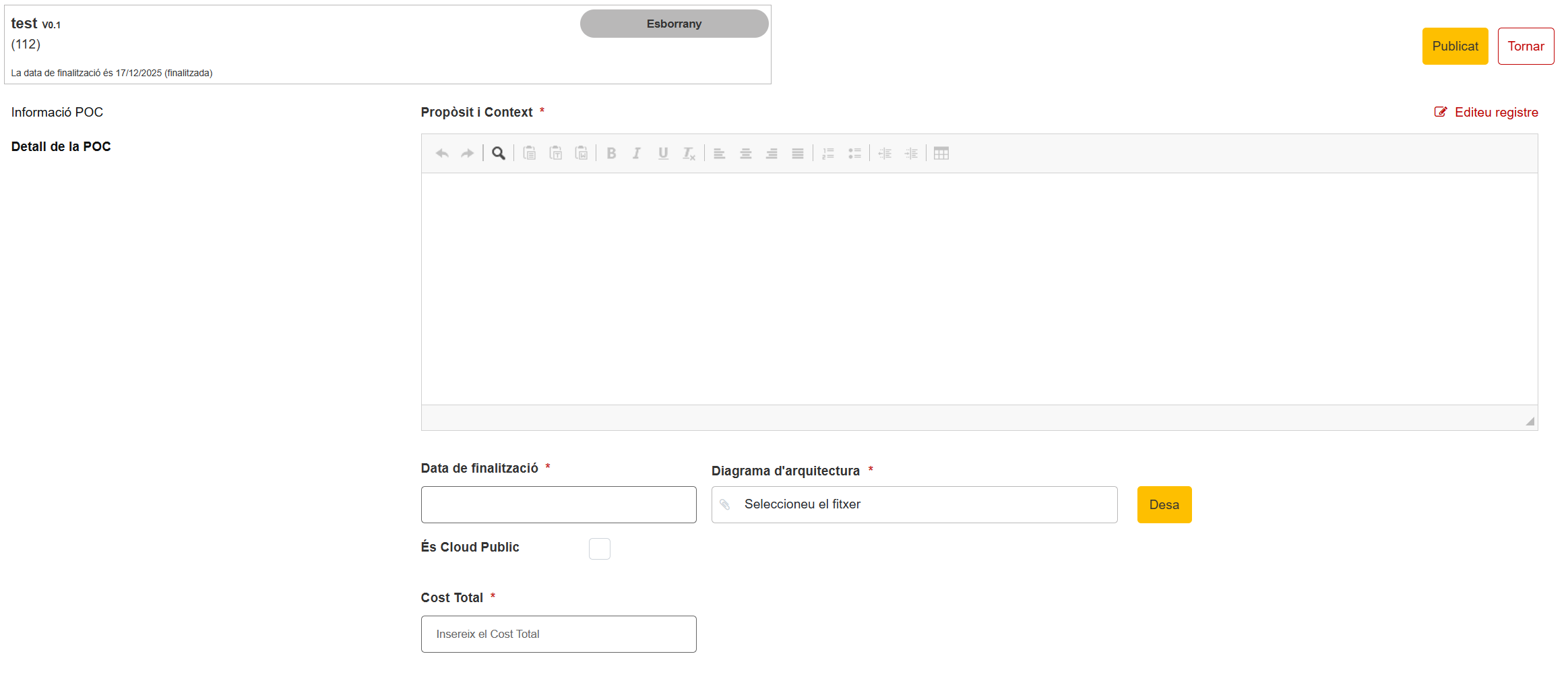 Pantalla &ldquo;POCdetail&rdquo;