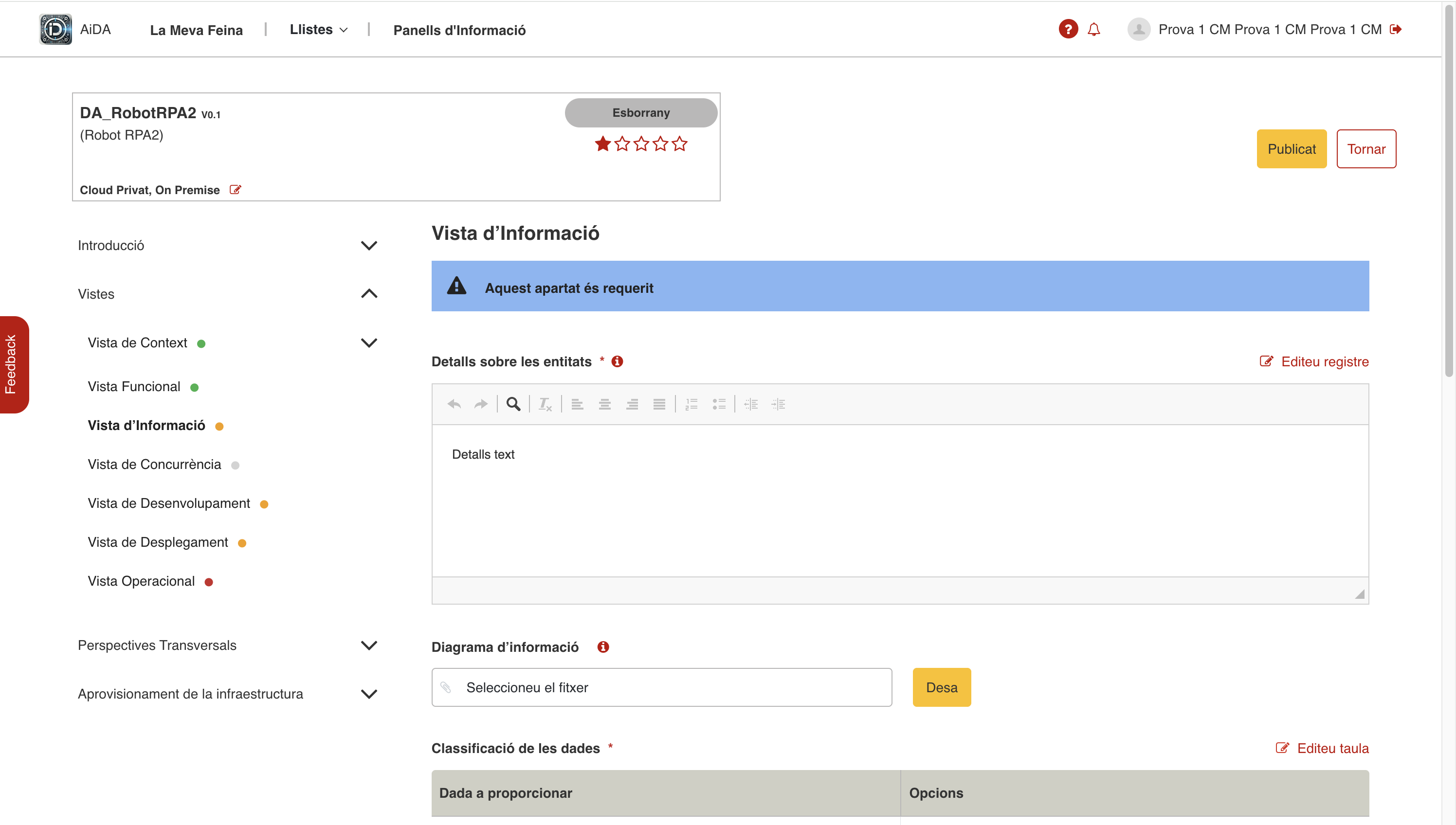 Pantalla d&rsquo;edició d&rsquo;un DA