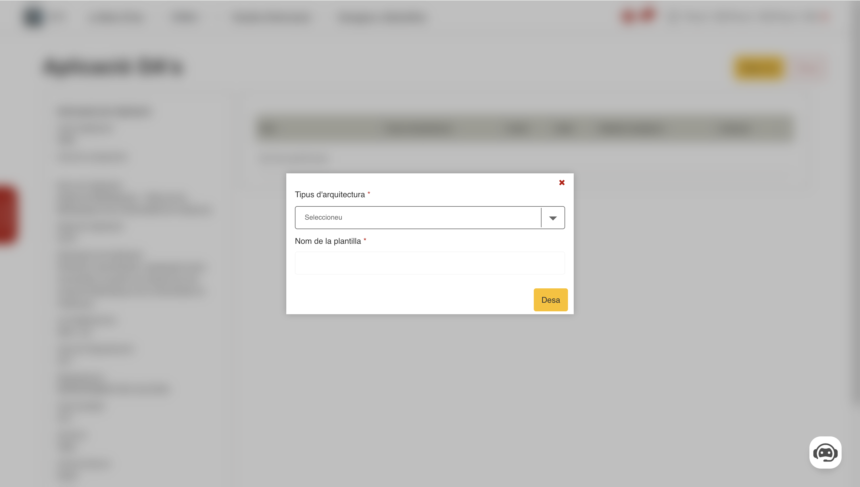 Pop-up per crear un nou DA