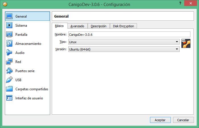 Configuración Virtual Box