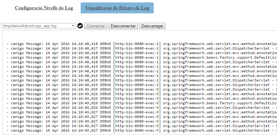 Visualització de logs Canigó