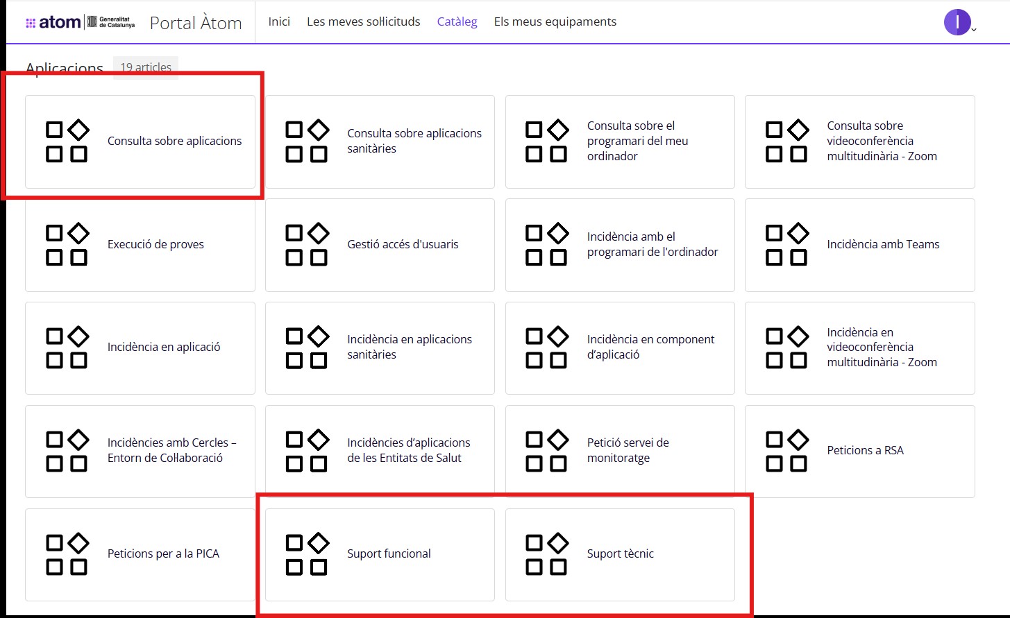 Atom cataleg aplicacions