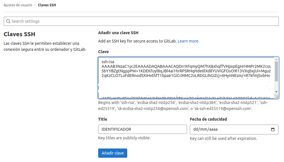 Gitlab ssh key